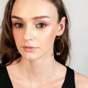 Kybalion Glass Cube Gold Hoops