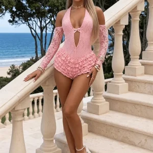 No Flaws Ruffle Playsuit - Pink